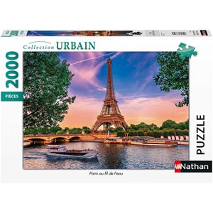 Nathan (87884) - "Paris, Fil de l'eau" - 2000 brikker puslespil