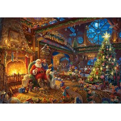 Schmidt Spiele (59494) - Thomas Kinkade: "Santa Claus and His Secret Helper" - 1000 brikker puslespil