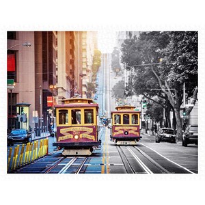 Pintoo (h2044) - "Cable Cars on California Street, San Francisco" - 1200 brikker puslespil