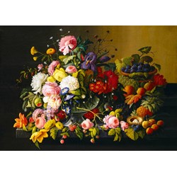 Bluebird Puzzle (60030) - Severin Roesen: "Still Life, Flowers and Fruit, 1855" - 1000 brikker puslespil