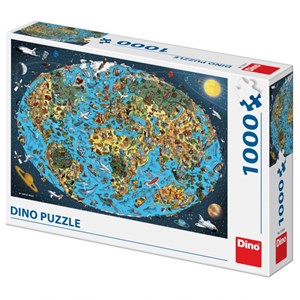 Dino (53281) - "Illustrated World Map" - 1000 brikker puslespil