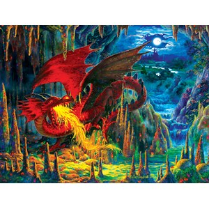 SunsOut (59775) - Liz Goodrick-Dillon: "Fire Dragon of Emerald" - 500 brikker puslespil