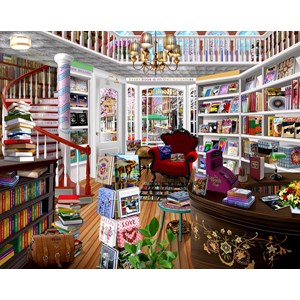 SunsOut (31534) - Bigelow Illustrations: "The Book Shop" - 1000 brikker puslespil