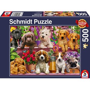 Schmidt Spiele (58973) - "Dogs on a Shelf" - 500 brikker puslespil