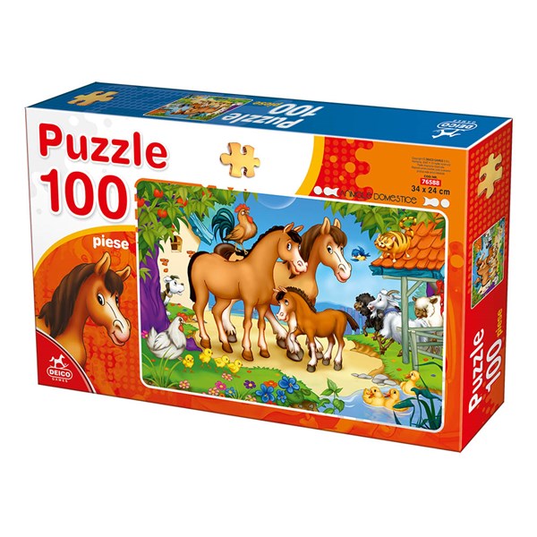 Deico (76588) - "Farm Animals" - 100 brikker puslespil