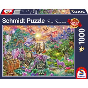 Schmidt Spiele (58966) - "Enchanted Dragon Country" - 1000 brikker puslespil