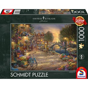 Schmidt Spiele (59917) - Thomas Kinkade: "Amsterdam" - 1000 brikker puslespil