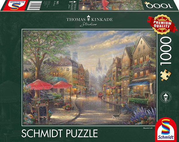 Schmidt Spiele (59675) - Thomas Kinkade: "Cafe in Munich" - 1000 brikker puslespil