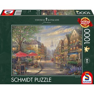 Schmidt Spiele (59675) - Thomas Kinkade: "Cafe in Munich" - 1000 brikker puslespil