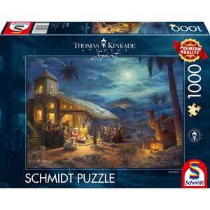 Schmidt Spiele (59676) - Thomas Kinkade: "Spirit, Jesus' Birt" - 1000 brikker puslespil