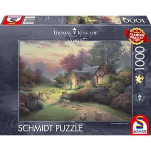 Schmidt Spiele (59678) - Thomas Kinkade: "Spirit, Cottage of the Good Shepherd" - 1000 brikker puslespil