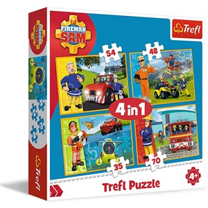 Trefl (34311) - "Fireman Sam to the Rescue" - 35 48 54 70 brikker puslespil