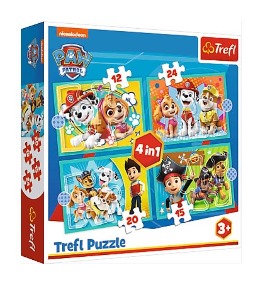 Trefl (34346) - "Happy Paw Patrol Team" - 12 15 20 24 brikker puslespil