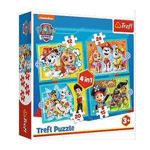 Trefl (34346) - "Happy Paw Patrol Team" - 12 15 20 24 brikker puslespil