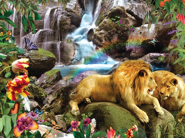 SunsOut (48466) - Alixandra Mullins: "Love Lion Waterfall" - 1000 brikker puslespil