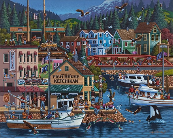 Dowdle Folk Art (00245) - Eric Dowdle: "Ketchikan, Alaska" - 500 brikker puslespil