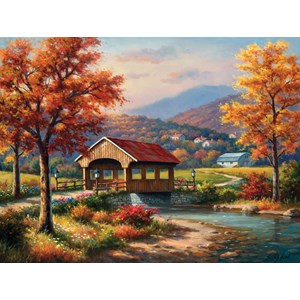 SunsOut (36610) - Sung Kim: "Covered Bridge in Fall" - 500 brikker puslespil