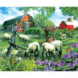 SunsOut (28566) - Tom Wood: "Pleasant Valley Sheep Farm" - 1000 brikker puslespil