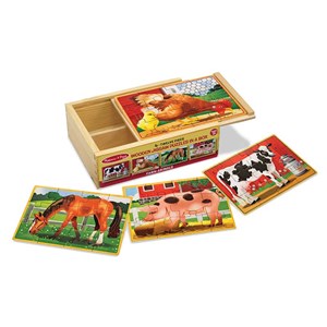 Melissa and Doug (3793) - "Farm Animals Puzzles in a Box" - 12 brikker puslespil