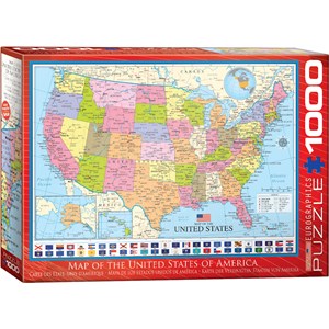 Eurographics (6000-0788) - "Kort Over Usa" - 1000 brikker puslespil