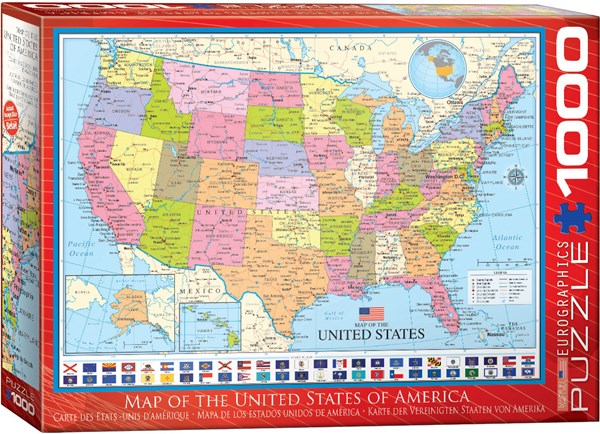 Eurographics (6000-0788) - "Kort Over Usa" - 1000 brikker puslespil