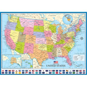 Eurographics (6000-0788) - "Kort Over Usa" - 1000 brikker puslespil