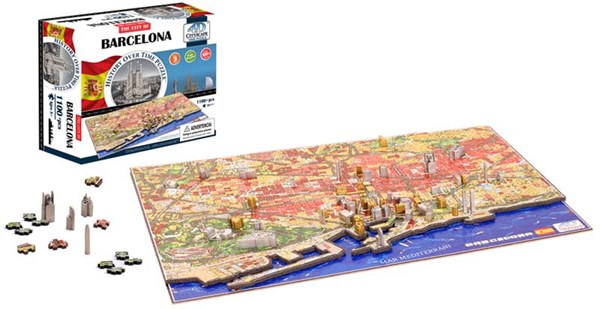 4D Cityscape (40050) - "Barcelona, Spain" - 1100 brikker puslespil