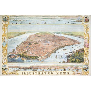 Piatnik (542947) - "New York Map, 1853" - 1000 brikker puslespil