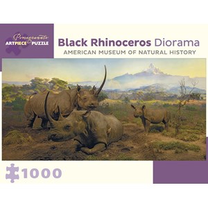 Pomegranate (AA955) - "Black Rhinoceros Diorama" - 1000 brikker puslespil