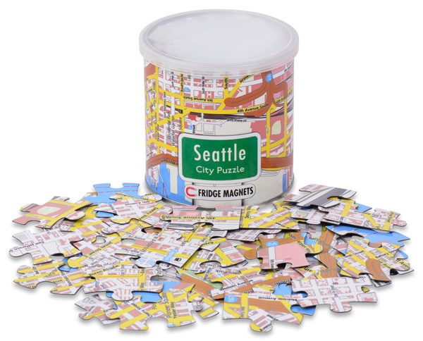 Geo Toys (GEO 236) - "City Magnetic Puzzle Seattle" - 100 brikker puslespil
