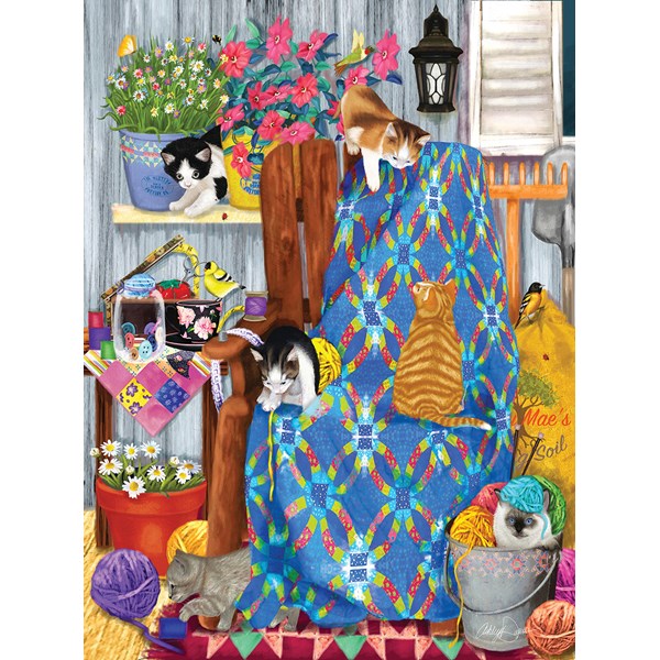 SunsOut (12562) - "Porch Kittens" - 1000 brikker puslespil