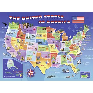 Ravensburger (10936) - Greg Giordano: "USA State Map" - 100 brikker puslespil