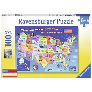 Ravensburger (10936) - Greg Giordano: "USA State Map" - 100 brikker puslespil