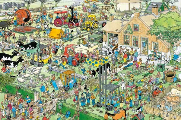 Jumbo (17077) - Jan van Haasteren: "Bondegårdsbesøg" - 1500 brikker puslespil