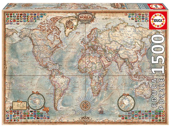 Educa (16005) - "Political Map Of The World" - 1500 brikker puslespil