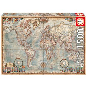 Educa (16005) - "Political Map Of The World" - 1500 brikker puslespil