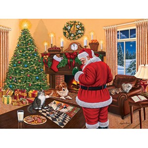 SunsOut (45865) - Higgins Bond: "Santa Solves the Puzzle" - 1000 brikker puslespil