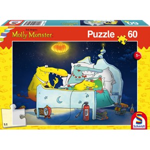 Schmidt Spiele (56228) - "Molly Monster gets a sibling" - 60 brikker puslespil