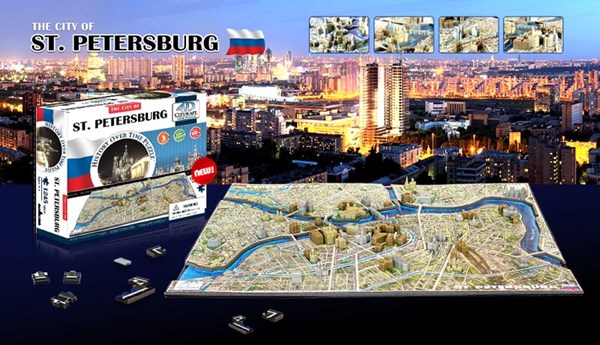 4D Cityscape (40036) - "Saint Petersburg, Russia" - 1245 brikker puslespil