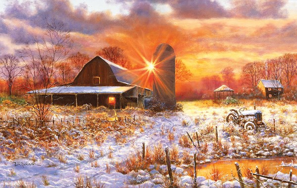 SunsOut (44223) - Bill Makinson: "Snow Barn" - 550 brikker puslespil
