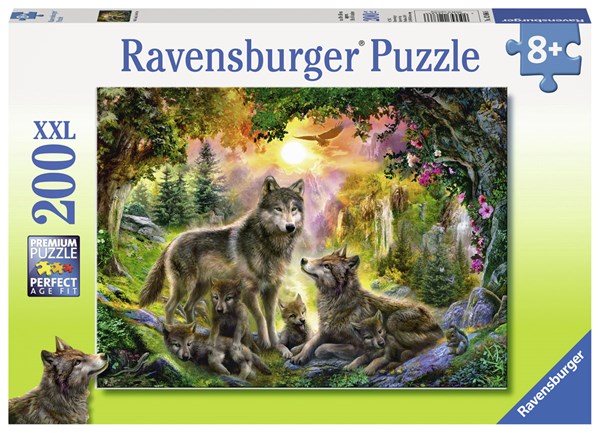 Ravensburger (12686) - "Wolf Family in the Sun" - 200 brikker puslespil