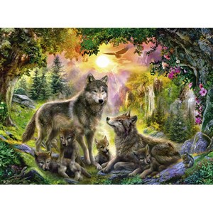 Ravensburger (12686) - "Wolf Family in the Sun" - 200 brikker puslespil