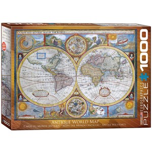 Eurographics (6000-2006) - "Antique World Map" - 1000 brikker puslespil