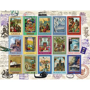 Ravensburger (16602) - "Vacation Stamps" - 2000 brikker puslespil