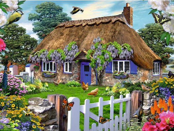 Ravensburger (16297) - "Cottage in England" - 1500 brikker puslespil