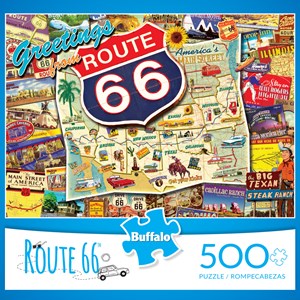 Buffalo Games (3887) - Kate Ward Thacker: "Route 66 (revised)" - 500 brikker puslespil