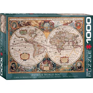 Eurographics (6000-1997) - "Antique World Map" - 1000 brikker puslespil