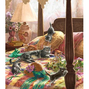 SunsOut (59791) - Liz Goodrick-Dillon: "Kittens on the Bed" - 550 brikker puslespil