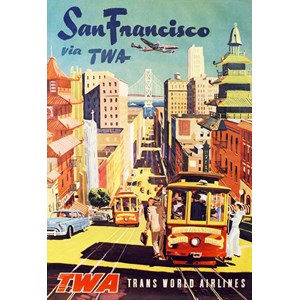 New York Puzzle Co (AA701) - David Klein: "See San Francisco, TWA Travel Posters" - 1000 brikker puslespil