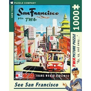 New York Puzzle Co (AA701) - David Klein: "See San Francisco, TWA Travel Posters" - 1000 brikker puslespil